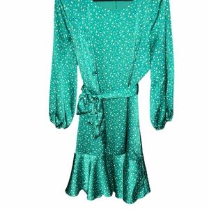 Skies Are Blue Teal Long Sleeve Dress